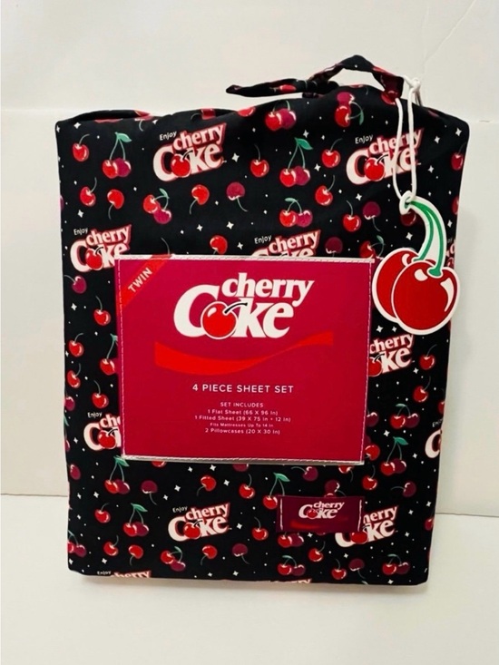 Coca Cola Other - Enjoy Cherry Coke Twin Size 4 Piece Sheet Set Black Red White Green